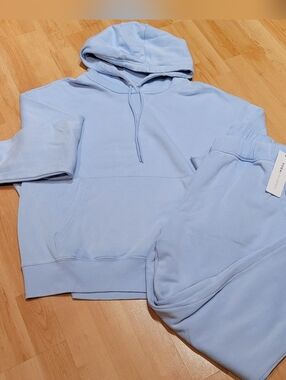 Yogalicious Wash Baby Fleece Emily Jogger & Hoodie Set - Light Blue XL NWT